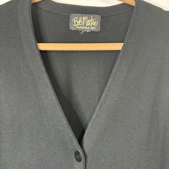 Bob Mackie Wearable Art Cardigan Large Knit Embroidered Pockets - Picture 4 of 10